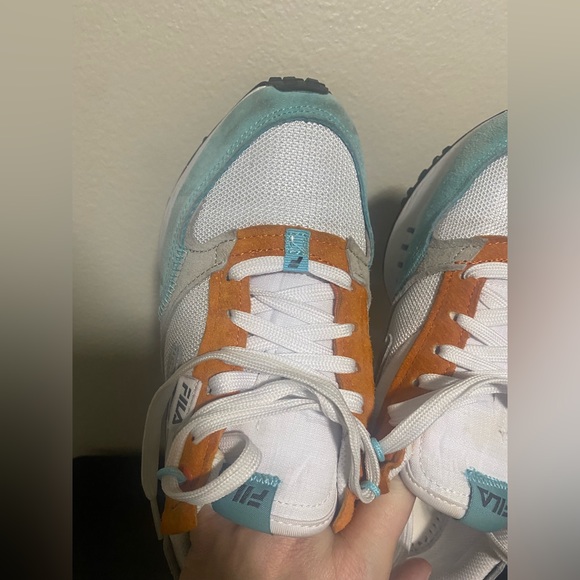 Womens Retro Fila running shoes- white, burnt orange, teal size 8 - Picture 12 of 15